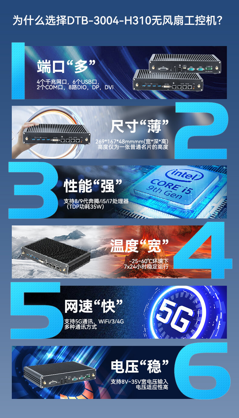 東田無風扇嵌入式工控機,環境監測工業電腦,DT-3004-H310