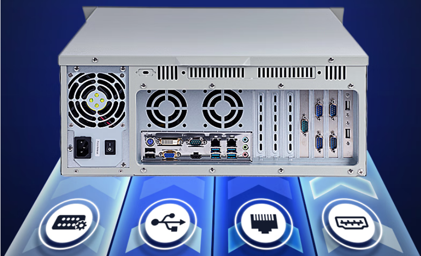 　該產品配置了6個串口，13個USB口（內置3個），2個Intel網口以及VGA+DVI+HDMI。接口豐富，種類齊全滿足日常工業需求，給用戶需求提供了多方面的保障。