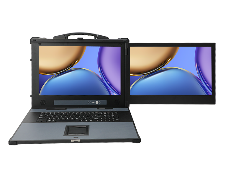 國產雙屏加固計算機,雙路海光3490工業便攜機,風電設備運維電腦,DTG-1427ZD-B3490MB